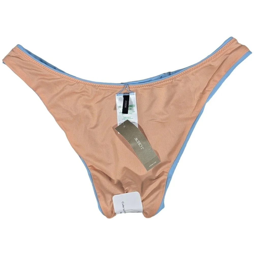 J. Crew Curved-waist cheeky bikini‎ bottom in Blue Mist S NWT